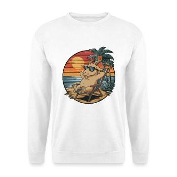 Lustige Ziege am Strand Sommerurlaub Sonnenuntergang - Unisex Pullover - Weiß - Vorne