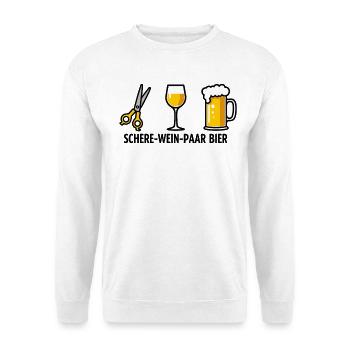Schere Wein Paar Bier Lustiges Party Wortspiel - Unisex Pullover - Weiß - Vorne