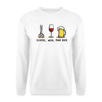Schere Wein Paar Bier Lustiges Party Wortspiel - Unisex Pullover - Weiß - Vorne