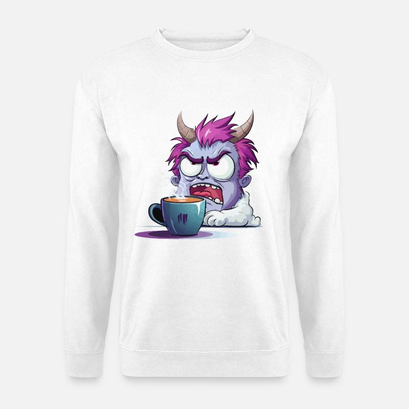 Kaffeewütender Monster - Unisex Pullover - Weiß