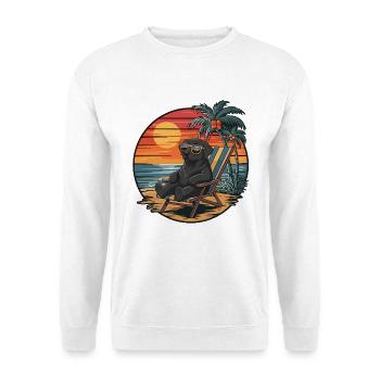 Chien labrador retriever frais sur la plage au coucher de soleil d’été - Sweat-shirt Unisexe - blanc - Devant