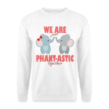 Phantastische Freunde Elefanten - Unisex Pullover - Weiß - Vorne - Alina (178cm) & Michal (187cm)