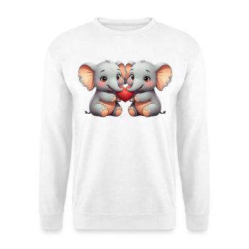 Elefantenfreunde mit Herz - Unisex Pullover - Weiß - Vorne