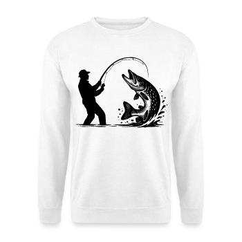 Hecht Hechtangler Angeln Raubfischangler Geschenk - Unisex Pullover - Weiß - Vorne