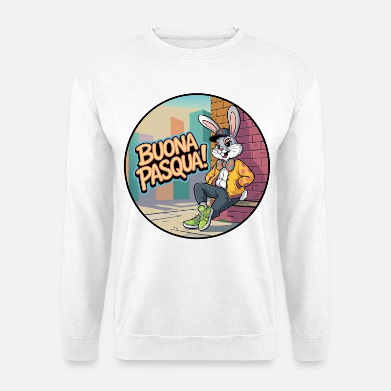 Urban Rabbit – frohe Ostern! - Unisex Pullover - Weiß