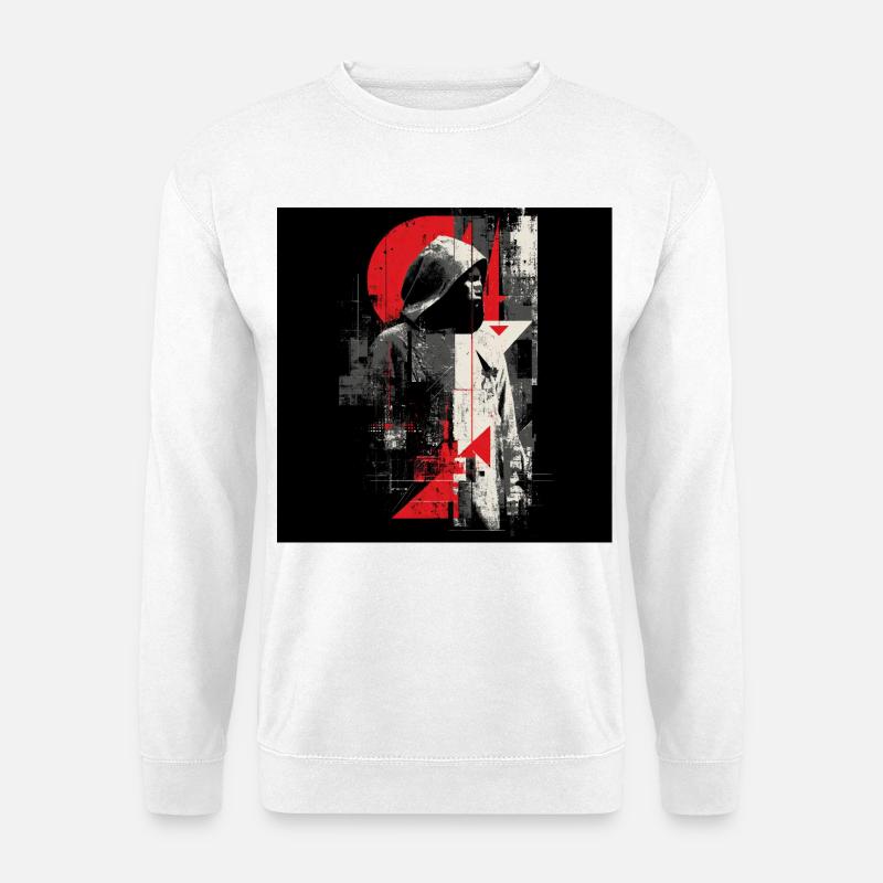 Geometrischer Schatten Hoodie - Unisex Pullover - Weiß