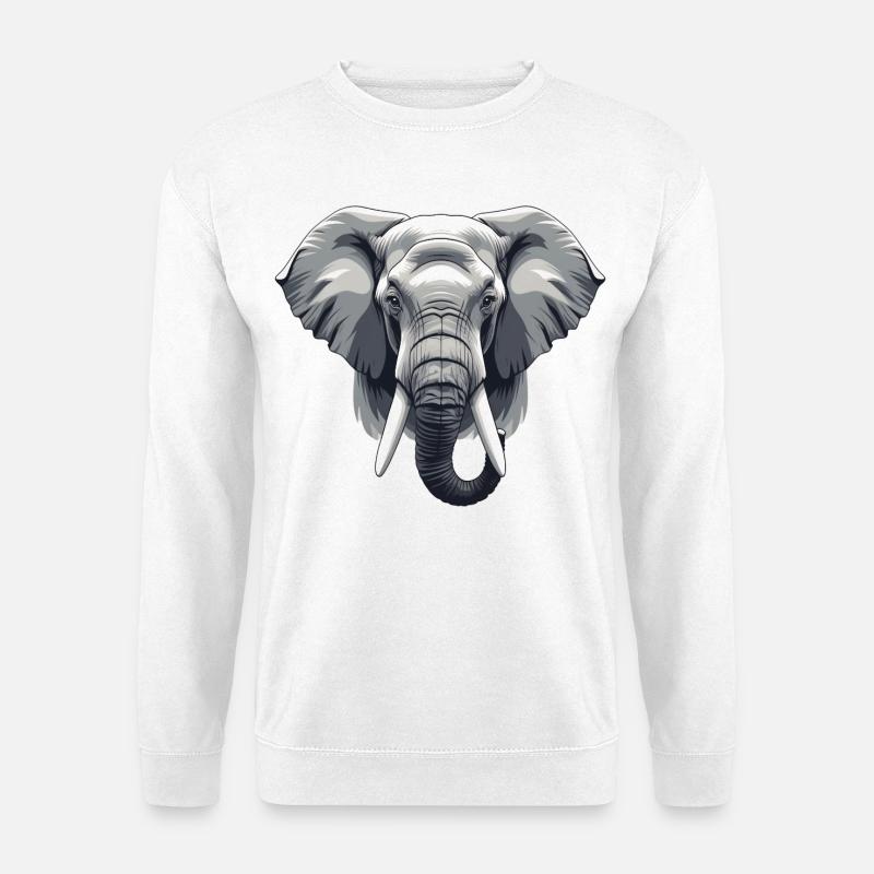 Elephant Head Grayscale Vector - Unisex Sweatshirt - white
