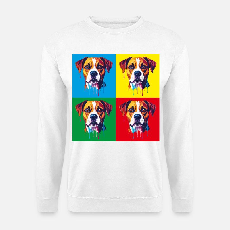 Pop-Art Hund Vierfarbig - Unisex Pullover - Weiß
