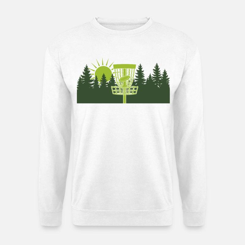 Disc Golf Sonnenaufgang im Wald - Unisex Pullover - Weiß