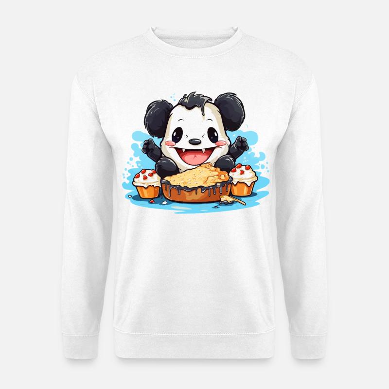 Kawaii Panda mit Kuchenfest - Unisex Pullover - Weiß