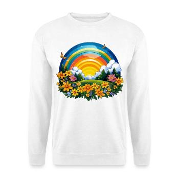 Blühender Regenbogen am Sonnenaufgang - Unisex Pullover - Weiß - Vorne