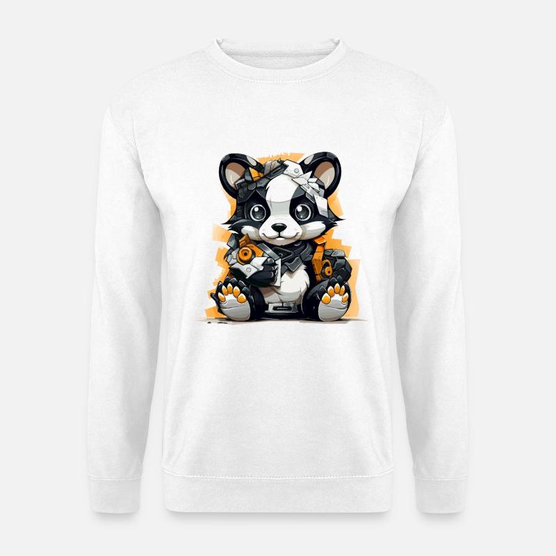 Panda Robo with building tools - Unisex Sweatshirt - white