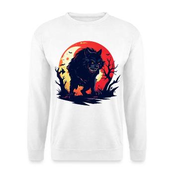 böser Mondwolf Werwolf im düsteren Mondschein - Unisex Pullover - Weiß - Vorne