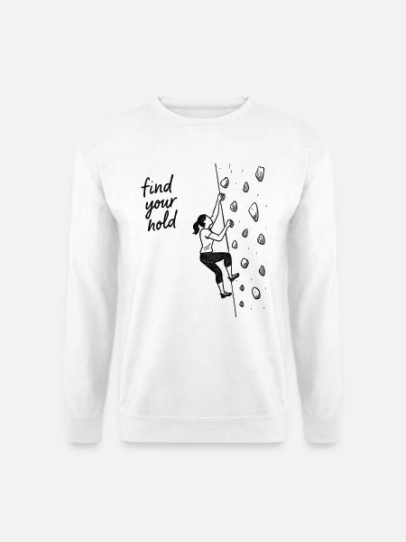 Bouldern Shirt Damen – Finde deinen Halt - Unisex Pullover - Weiß