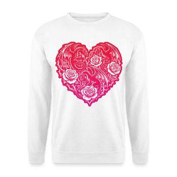 Heart Romantic Dragon Roses Love - Unisex Sweatshirt - white - Front