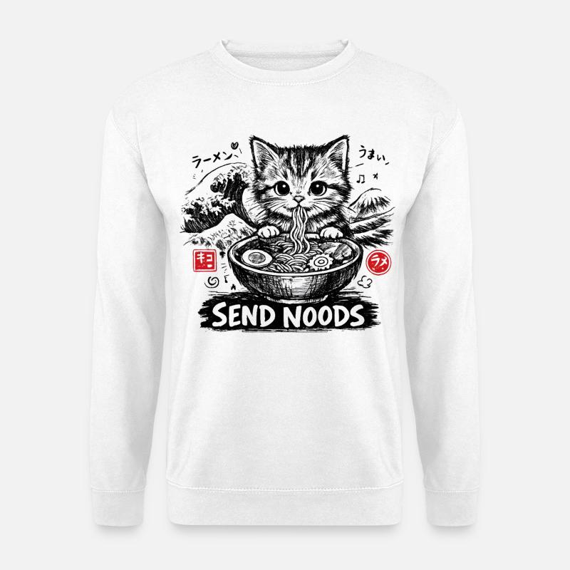 Ramen Katze Kanagawa - Unisex Pullover - Weiß