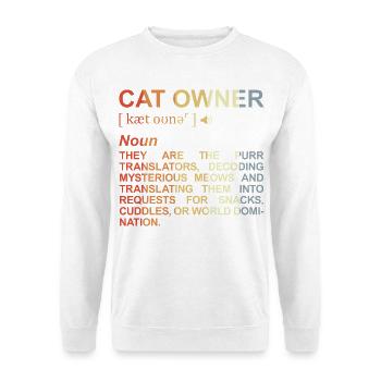 Katzenbesitzer Bedeutung - Unisex Pullover - Weiß - Vorne - Alina (178cm) & Michal (187cm)