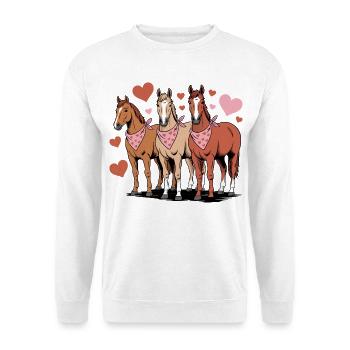 Les chevaux aiment la Saint-Valentin Heart Equestrian - Sweat-shirt Unisexe - blanc - Devant