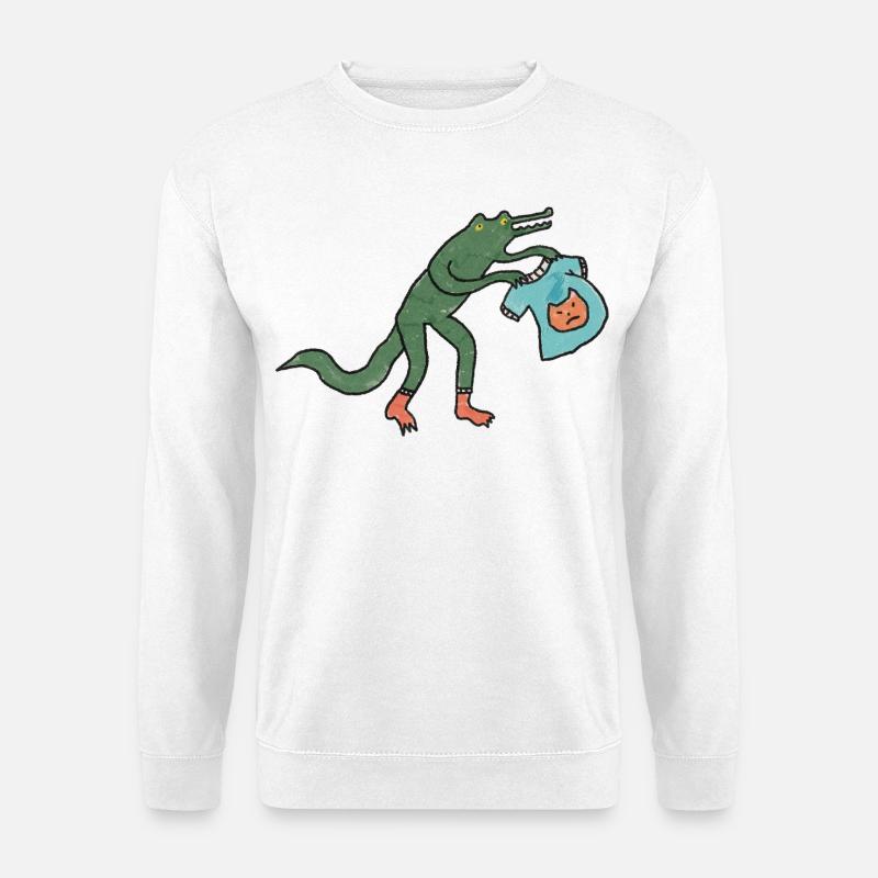 Kroko_mit_shirt - Unisex Pullover - Weiß