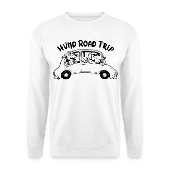 Chien Road Trip Humour Voyage Voiture Cadeau Idée - Sweat-shirt Unisexe - blanc - Devant