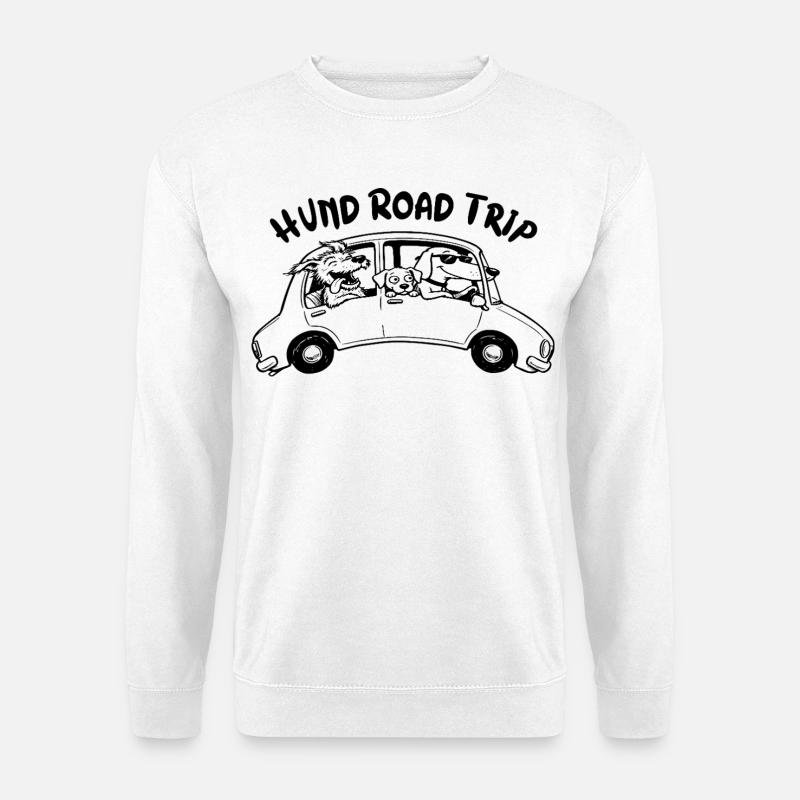 Hunde-Roadtrip-Humor Reise-Auto-Geschenkidee - Unisex Pullover - Weiß