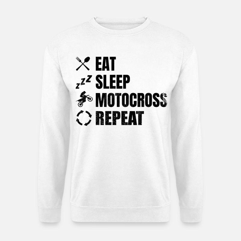 Eat Sleep Motocross Repeat - Unisex Pullover - Weiß