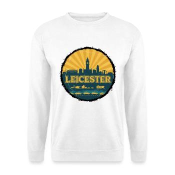 Leicester City Skyline Retro Sunset Abzeichen - Unisex Pullover - Weiß - Vorne