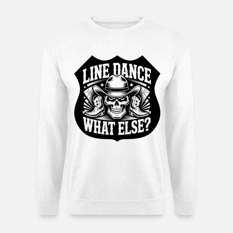 LineDance Schädel Cowboy Stiefel - Unisex Pullover - Weiß
