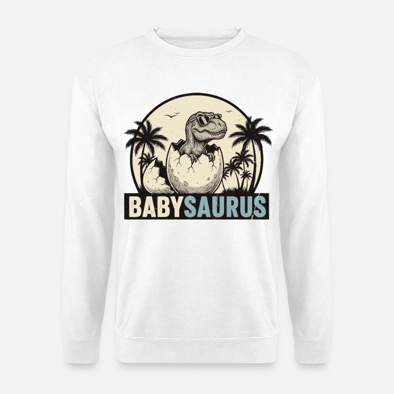 Cooler Retro Babysaurus – Dino Familie - Unisex Pullover - Weiß