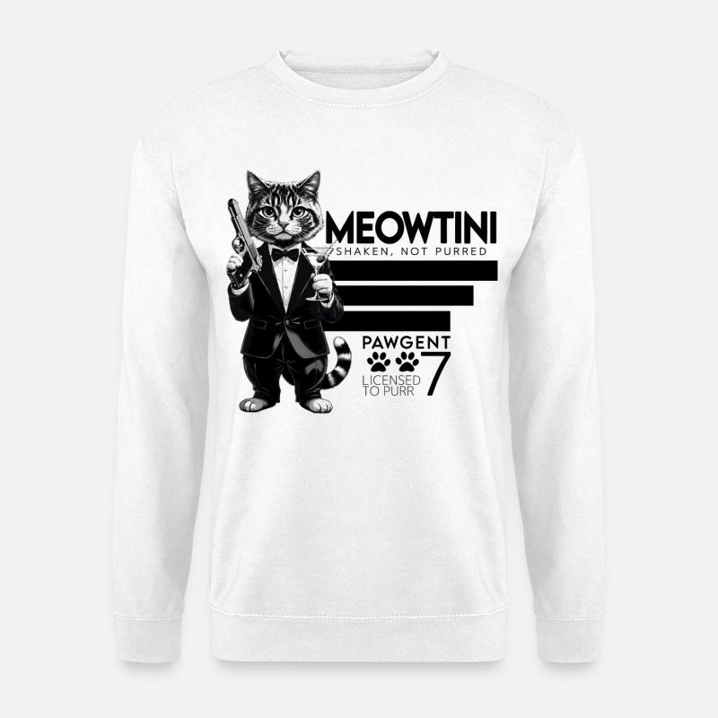 Meowtini - Pawgent - Katzen Motiv - Unisex Pullover - Weiß