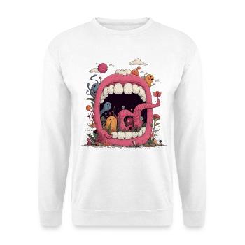Pinke Mundwelt mit Kreaturen - Unisex Pullover - Weiß - Vorne