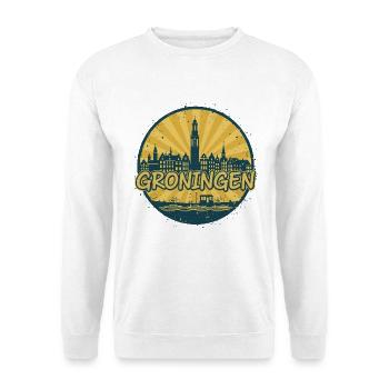 Groningen City Skyline Vintage-Abzeichen - Unisex Pullover - Weiß - Vorne