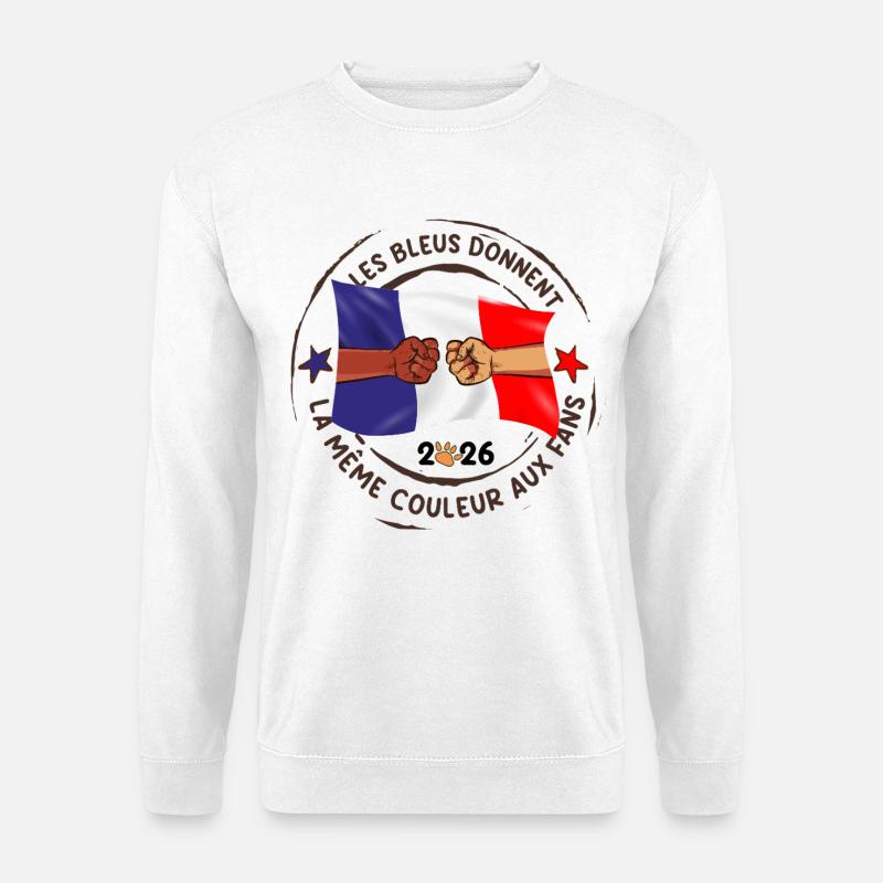 Les_bleus_donnent_la_meme_couleur_aux_fans - Unisex Pullover - Weiß