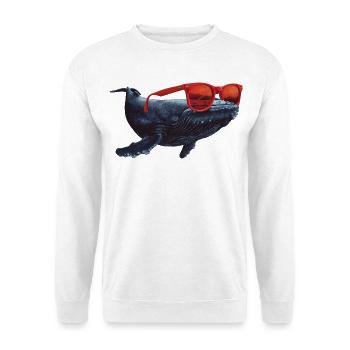 Whale with sunglasses - Unisex Sweatshirt - white - Front