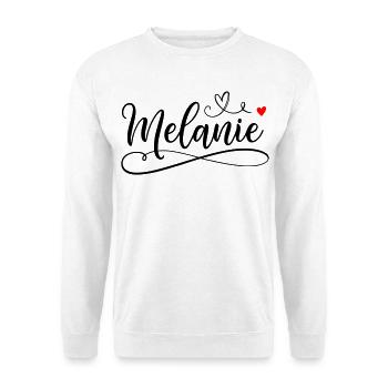 Melanie Last name First name with heart - Unisex Sweatshirt - white - Front
