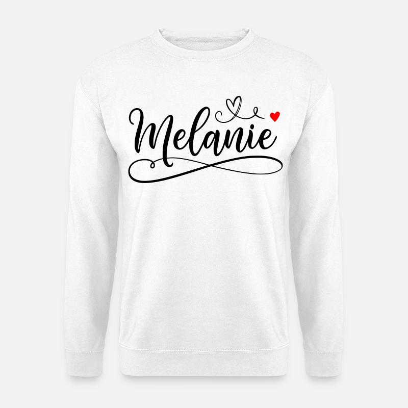 Melanie Name Vorname mit Herzchen  - Unisex Pullover - Weiß