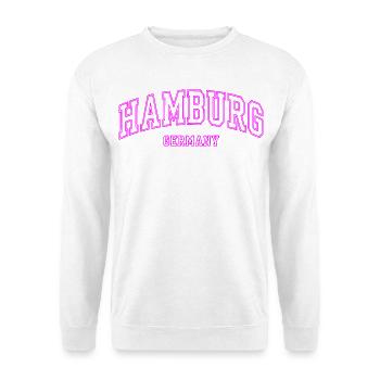 Hamburg Neon Pink Schriftzug Germany - Unisex Pullover - Weiß - Vorne