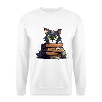 Pile de livres pour chats - Sweat-shirt Unisexe - blanc - Devant