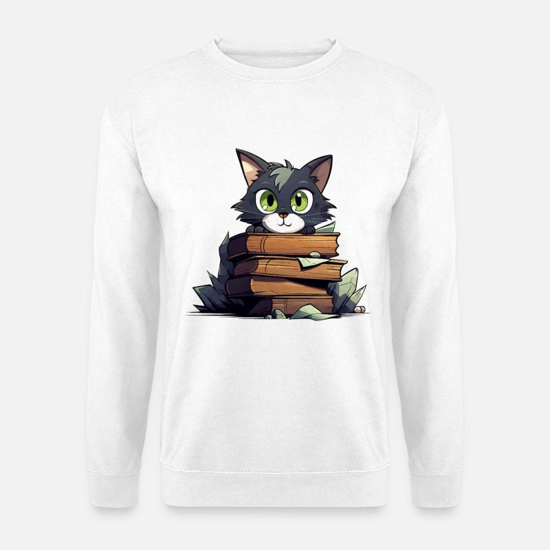 Katzenbuchstapel - Unisex Pullover - Weiß