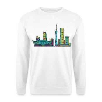Chengdu City Skyline Sichuan Moderne Linienkunst - Unisex Pullover - Weiß - Vorne