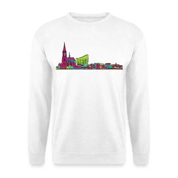 Straßburger Skyline Kathedrale Linienkunst - Unisex Pullover - Weiß - Vorne
