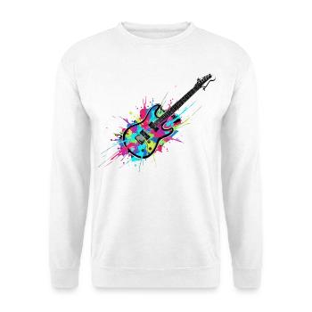 E-Gitarre Bunt Musik Rock Splash - Unisex Pullover - Weiß - Vorne