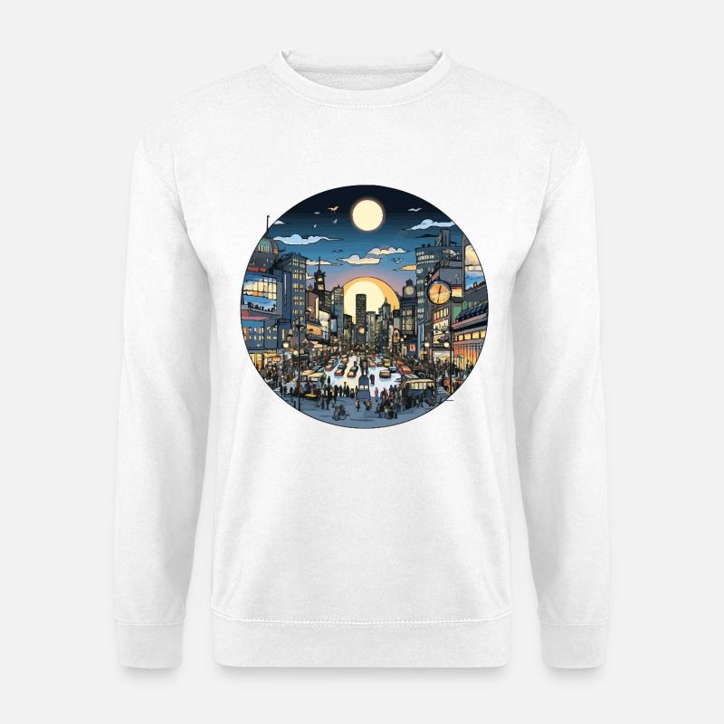 Stadtlicht Abendverkehr - Unisex Pullover - Weiß