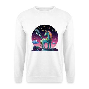 Sternen-Unicorn mit Teleskop - Unisex Pullover - Weiß - Vorne