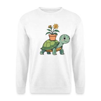 Petite tortue avec pot - Sweat-shirt Unisexe - blanc - Devant