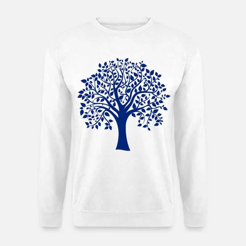 Basis-Blau-Jumbo-Baum-Print-Silhouette - Unisex Pullover - Weiß