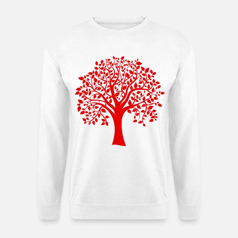 Rote Jumbo-Baum-Print-Silhouette - Unisex Pullover - Weiß