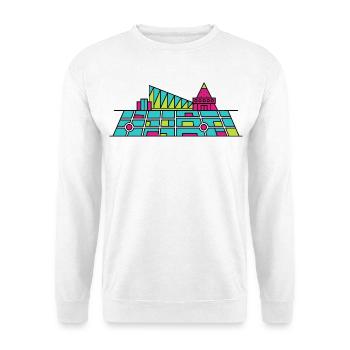 Milton Keynes City Skyline Xscape Moderne Linienzeichnung - Unisex Pullover - Weiß - Vorne