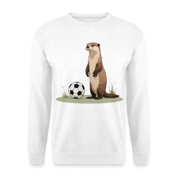 Otter mit Fußball - Unisex Pullover - Weiß - Vorne