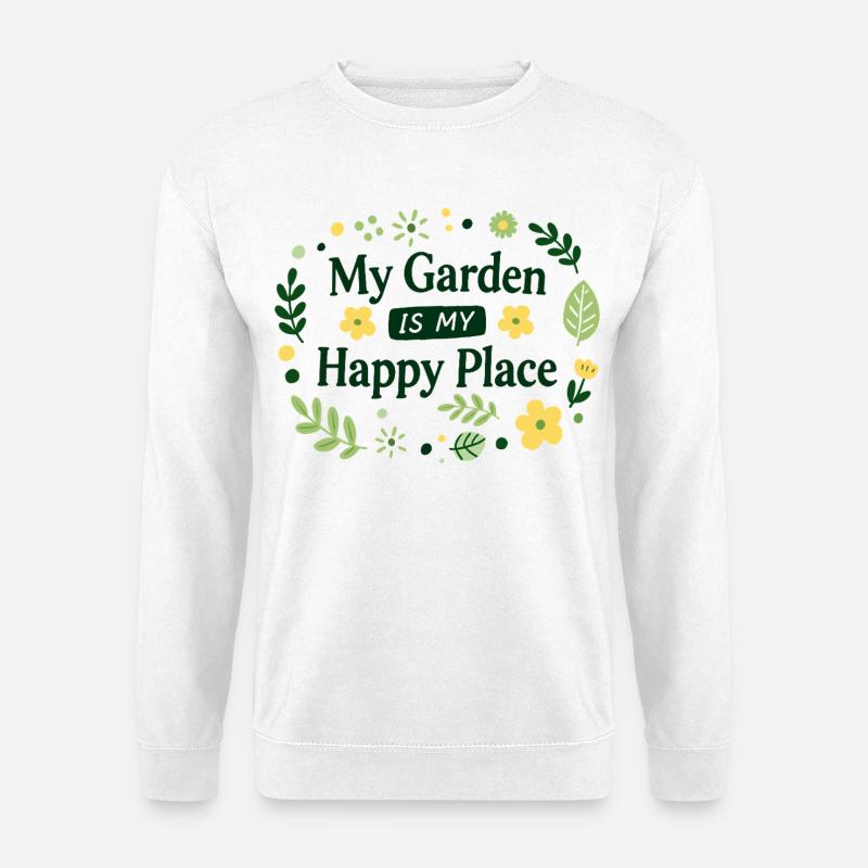 Min have er mit lykkested for hobbygartnere - Unisex sweater - hvid